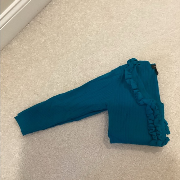 Women's Blue Ruffled Top - Picture 2 of 3